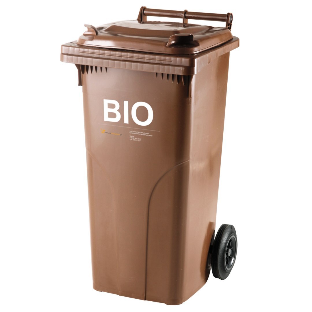 Pojemnik kubeł na BIO odpady i śmieci spożywcze ATESTY Europlast Austria – brązowy 120L