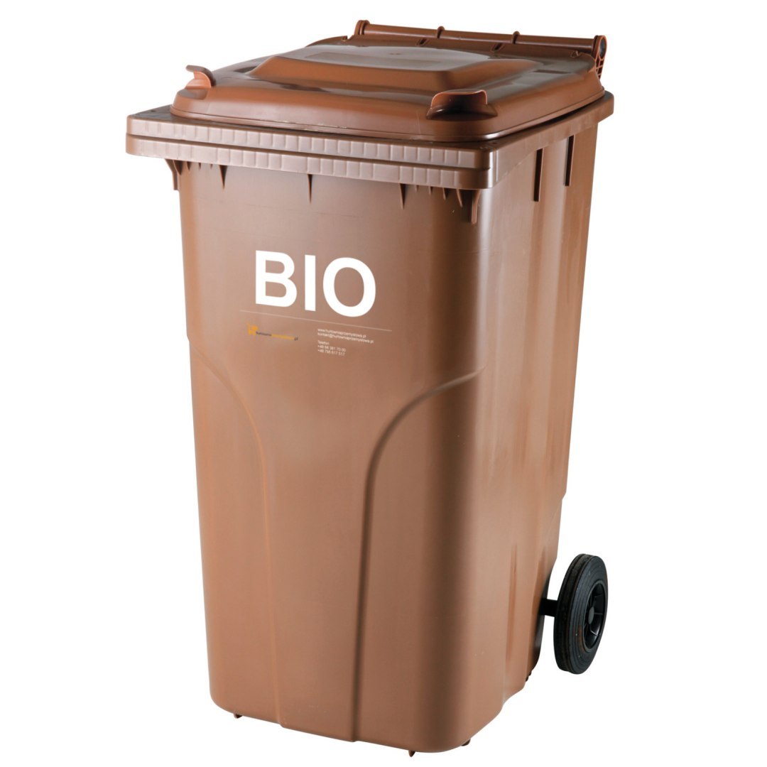 Pojemnik kubeł na BIO odpady i śmieci spożywcze ATESTY Europlast Austria – brązowy 240L