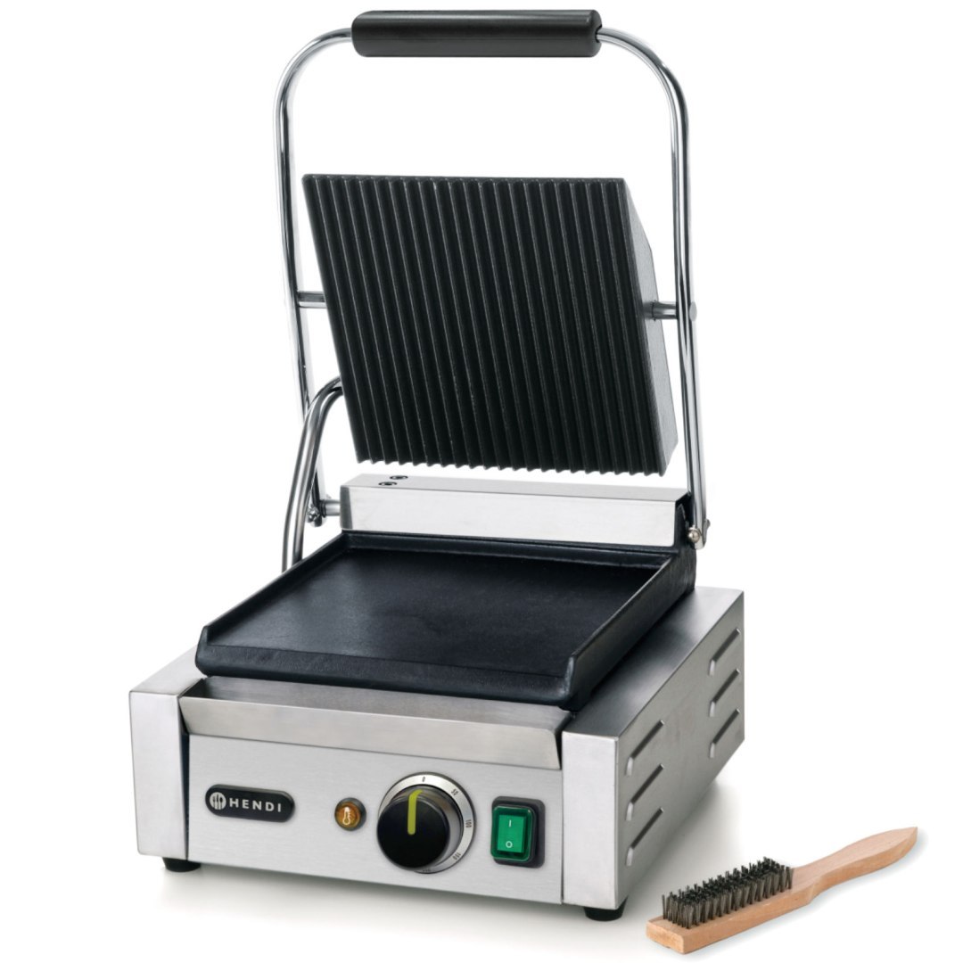 Kontakt grill kontaktowy góra ryflowana dół gładki 1800W – Hendi 263600 Kontakt grill kontaktowy góra ryflowana dół gładki 1800W – Hendi 263600