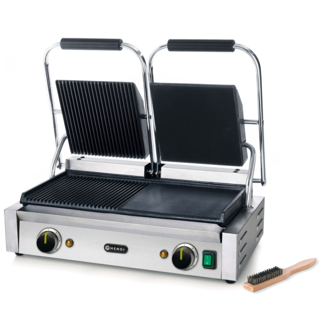 Kontakt grill kontaktowy podwójny ryflowany gładki 3600W – Hendi 263907 Kontakt grill kontaktowy podwójny ryflowany gładki 3600W – Hendi 263907