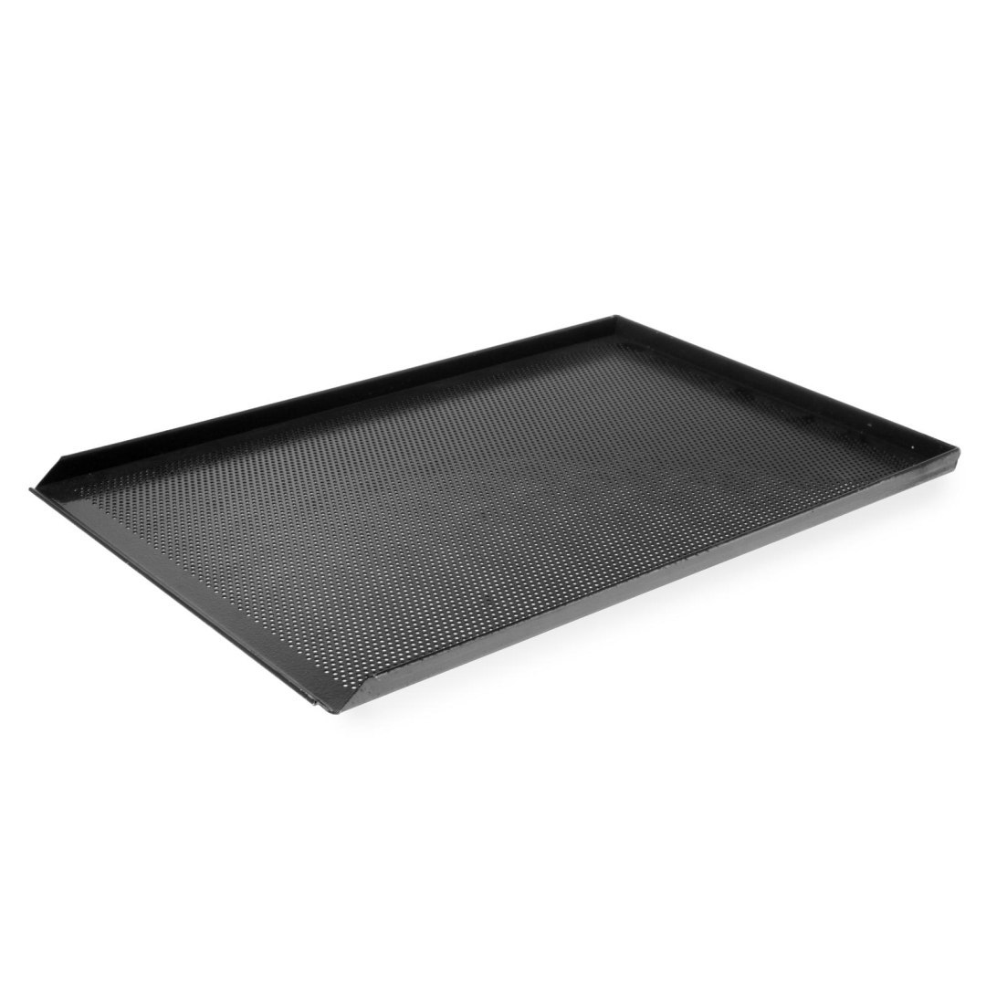 Blacha piekarnicza cukiernicza perforowana wypiekowa 60x40cm 3 ranty teflonowa – Hendi 808221