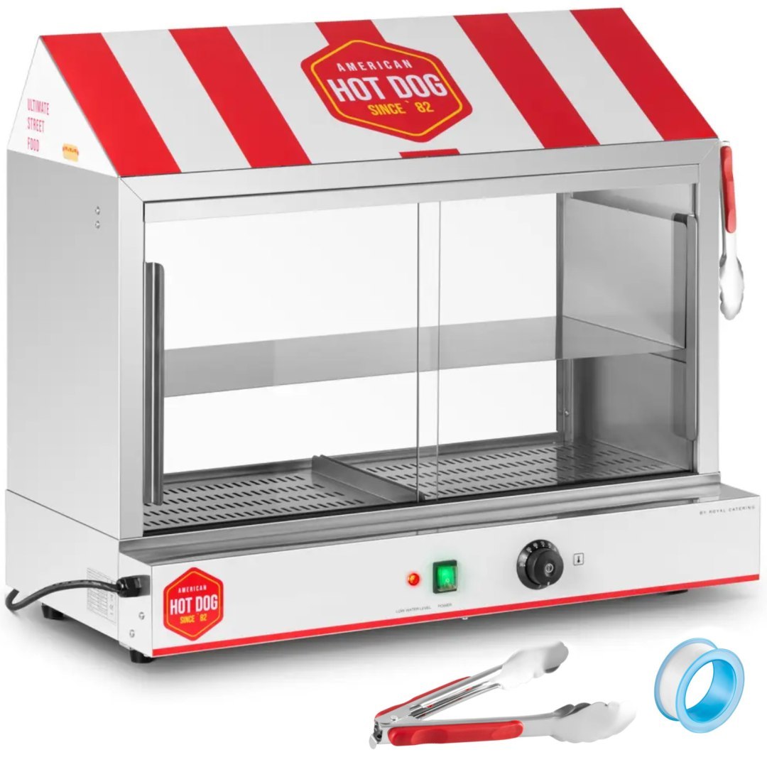 Podgrzewacz witryna grzewcza do hot dogów na 300 parówek 100 bułek 30 – 110 C 2400 W