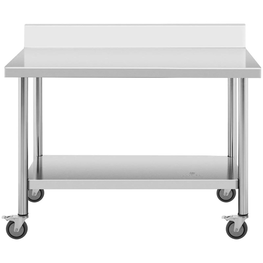 Stół blat roboczy przyścienny z rantem na kółkach 1 półka 120 x 60 cm do 158 kg