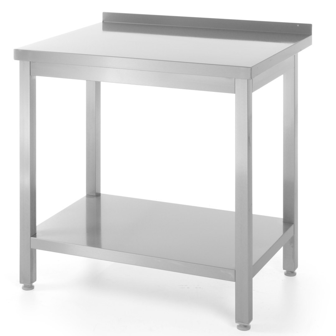 Stół blat roboczy do kuchni stalowy przyścienny z rantem i pólką 120x60cm – Hendi 811474 Stół blat roboczy do kuchni stalowy przyścienny z rantem i pólką 120x60cm – Hendi 811474