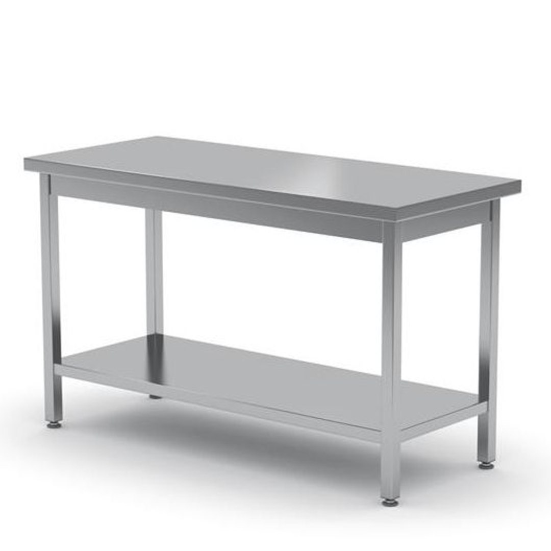 Stół blat roboczy do kuchni centralny stalowy z półką 160x60cm – Hendi 811542