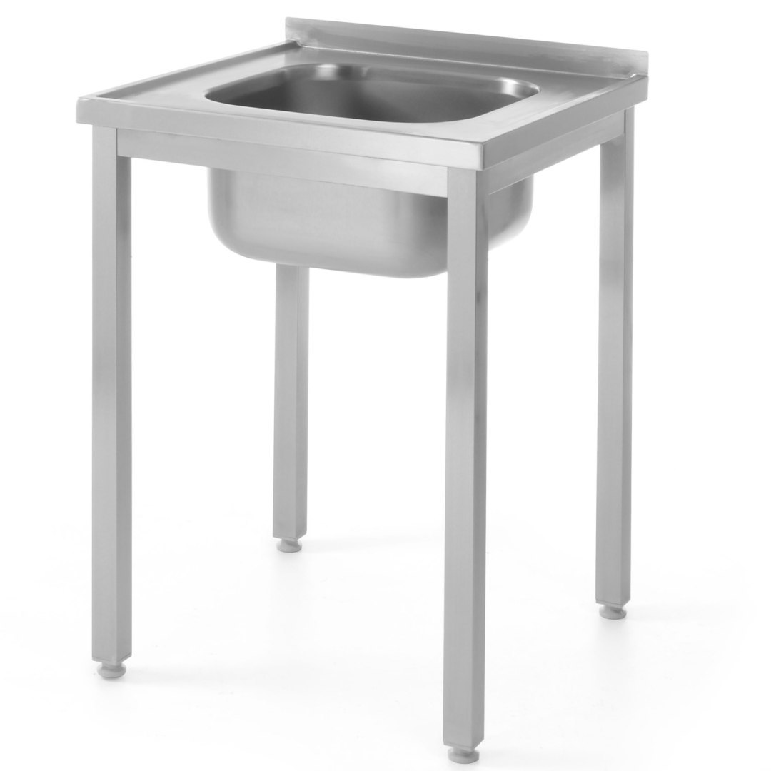 Stół blat roboczy stalowy z jednym zlewem 600x600mm – Hendi 811849