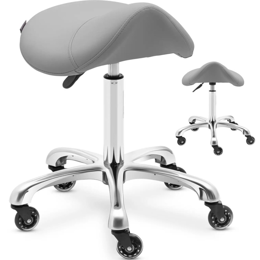 Taboret stołek hoker kosmetyczny siodłowy na kółkach do 150 kg YORK – ciemnoszary Taboret stołek hoker kosmetyczny siodłowy na kółkach do 150 kg YORK – ciemnoszary