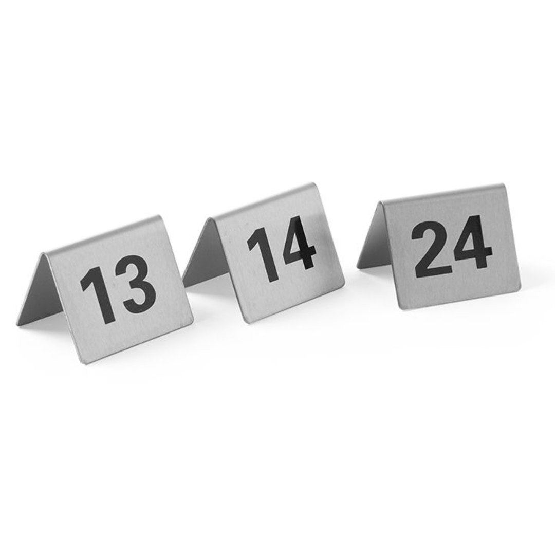 Tabliczka informacyjna NUMER STOLIKA 13-24 stal nierdzewna zestaw 12szt. – Hendi 663851