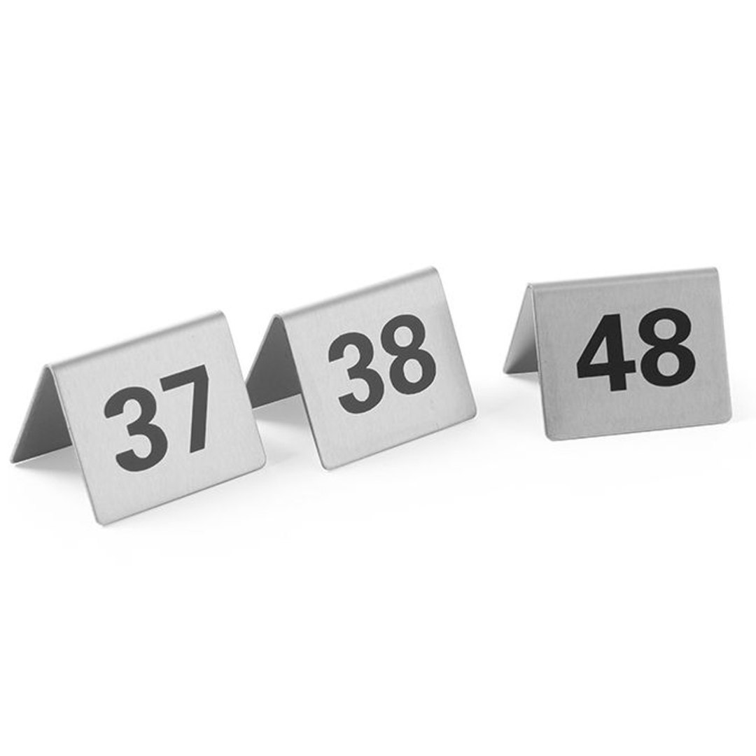 Tabliczka informacyjna NUMER STOLIKA 37-48 stal nierdzewna zestaw 12szt. – Hendi 663875