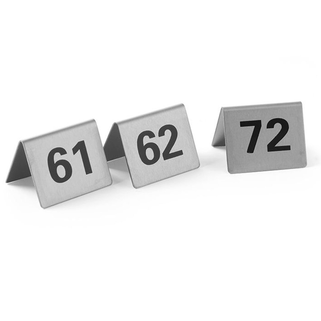 Tabliczka informacyjna NUMER STOLIKA 61-72 stal nierdzewna zestaw 12szt. – Hendi 663899