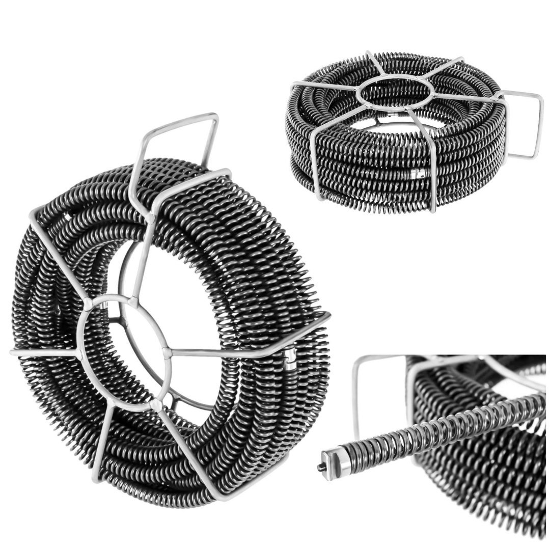 Spirala przepychacz sprężyna do rur hydrauliczna 6 x 2.45 m śr. 16 mm ZESTAW Spirala przepychacz sprężyna do rur hydrauliczna 6 x 2.45 m śr. 16 mm ZESTAW