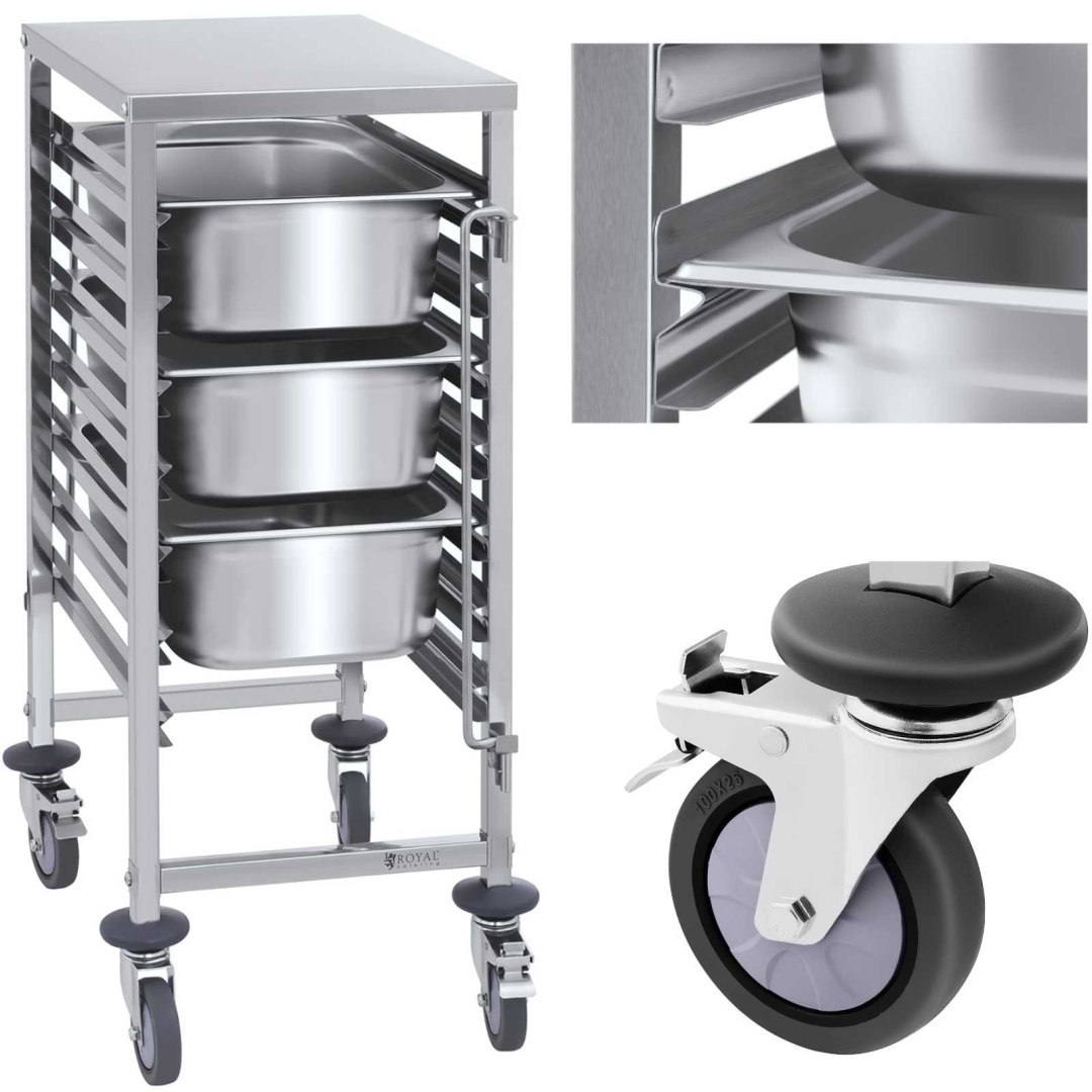 Wózek gastronomiczny transportowy do pojemników 7x GN1/1 nośność do 50kg Wózek gastronomiczny transportowy do pojemników 7x GN1/1 nośność do 50kg