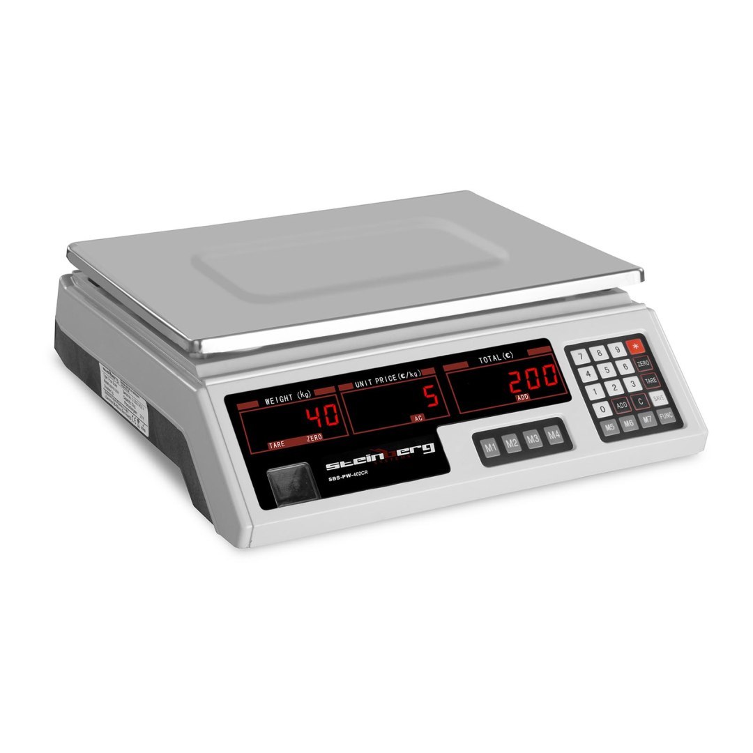Waga sklepowa kontrolna 330x240mm zasilacz + akumulator 40kg / 2g – biała