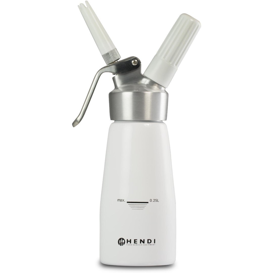 Syfon do bitej śmietany N2O Kitchen Line ZESTAW + 3 końcówki 0.25L – biały – HENDI 588031