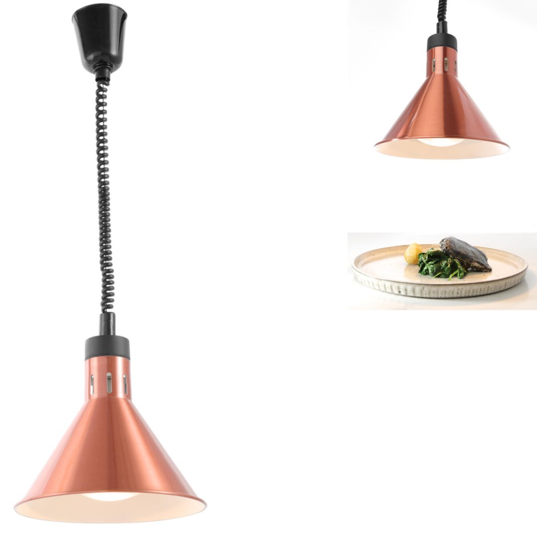 Lampa do podgrzewania potraw – wisząca stożkowa miedziana 250W Lampa do podgrzewania potraw – wisząca stożkowa miedziana 250W