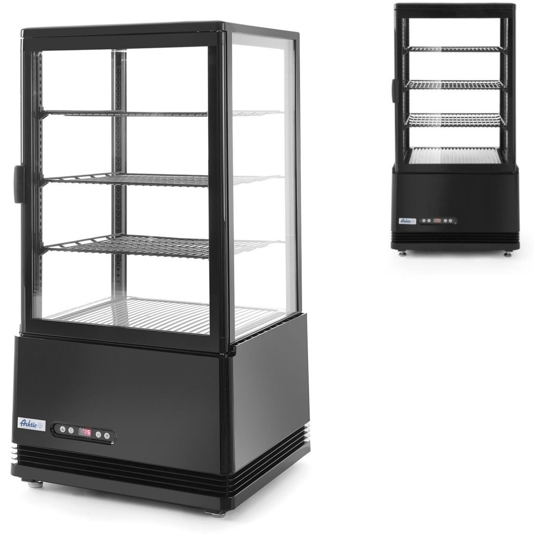 Witryna chłodnicza cukiernicza 3 półki 68L LED – czarna