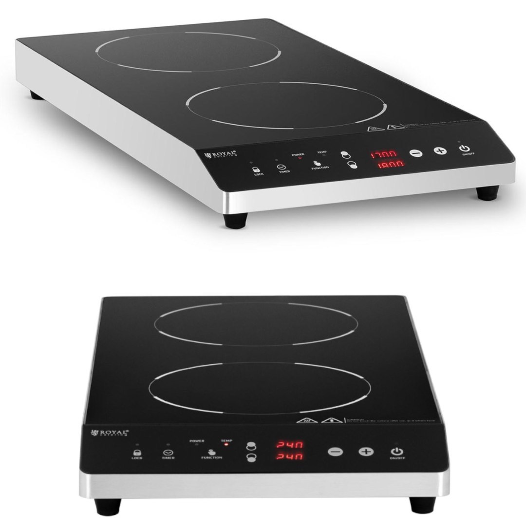 Kuchenka płyta indukcyjna nastawna 2 pola grzewcze śr. 26 cm LED 1800 W Kuchenka płyta indukcyjna nastawna 2 pola grzewcze śr. 26 cm LED 1800 W