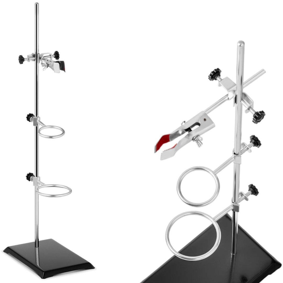 Statyw stojak laboratoryjny z wyposażeniem 1 uchwyt 2 pierścienie 50 mm 70 mm Statyw stojak laboratoryjny z wyposażeniem 1 uchwyt 2 pierścienie 50 mm 70 mm