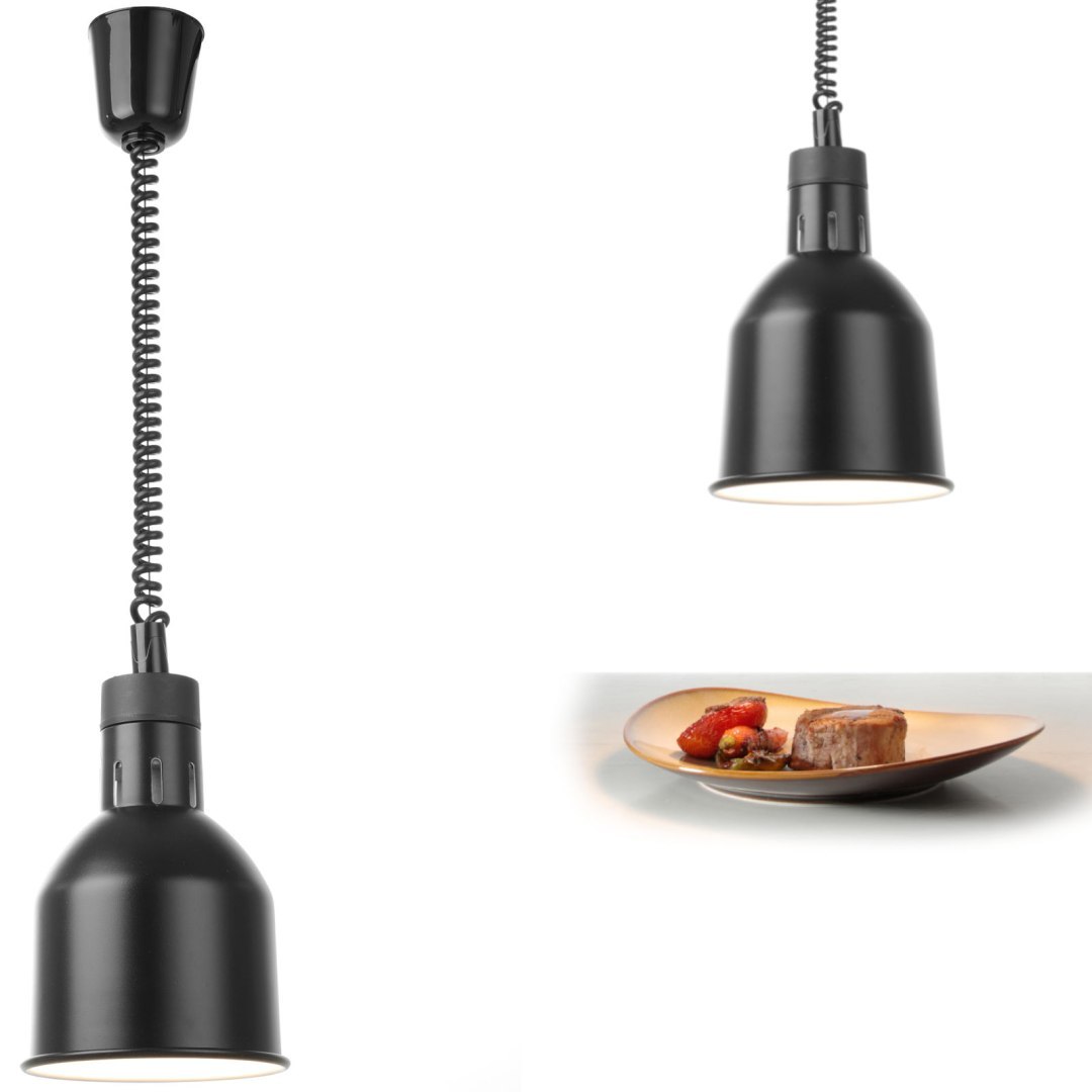 Lampa do podgrzewania potraw – wisząca cylindryczna stożkowa czarna śr. 175mm 250W – Hendi 273852 Lampa do podgrzewania potraw – wisząca cylindryczna stożkowa czarna śr. 175mm 250W – Hendi 273852