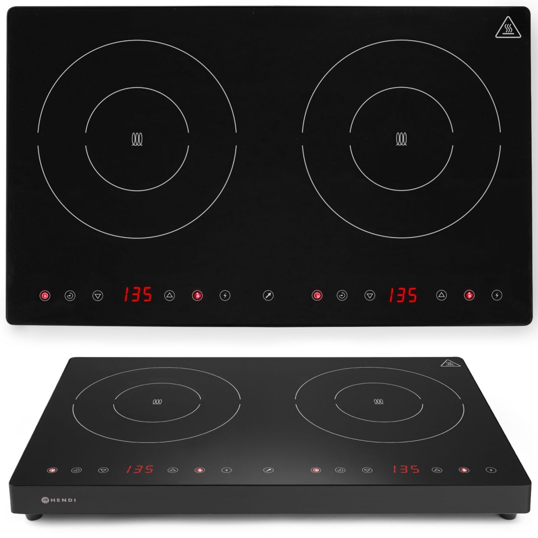 Kuchenka indukcyjna nastawna z panelem dotykowym 2 pola grzewcze Black Line śr. 22 cm 3500 W – Hendi 239414 Kuchenka indukcyjna nastawna z panelem dotykowym 2 pola grzewcze Black Line śr. 22 cm 3500 W – Hendi 239414