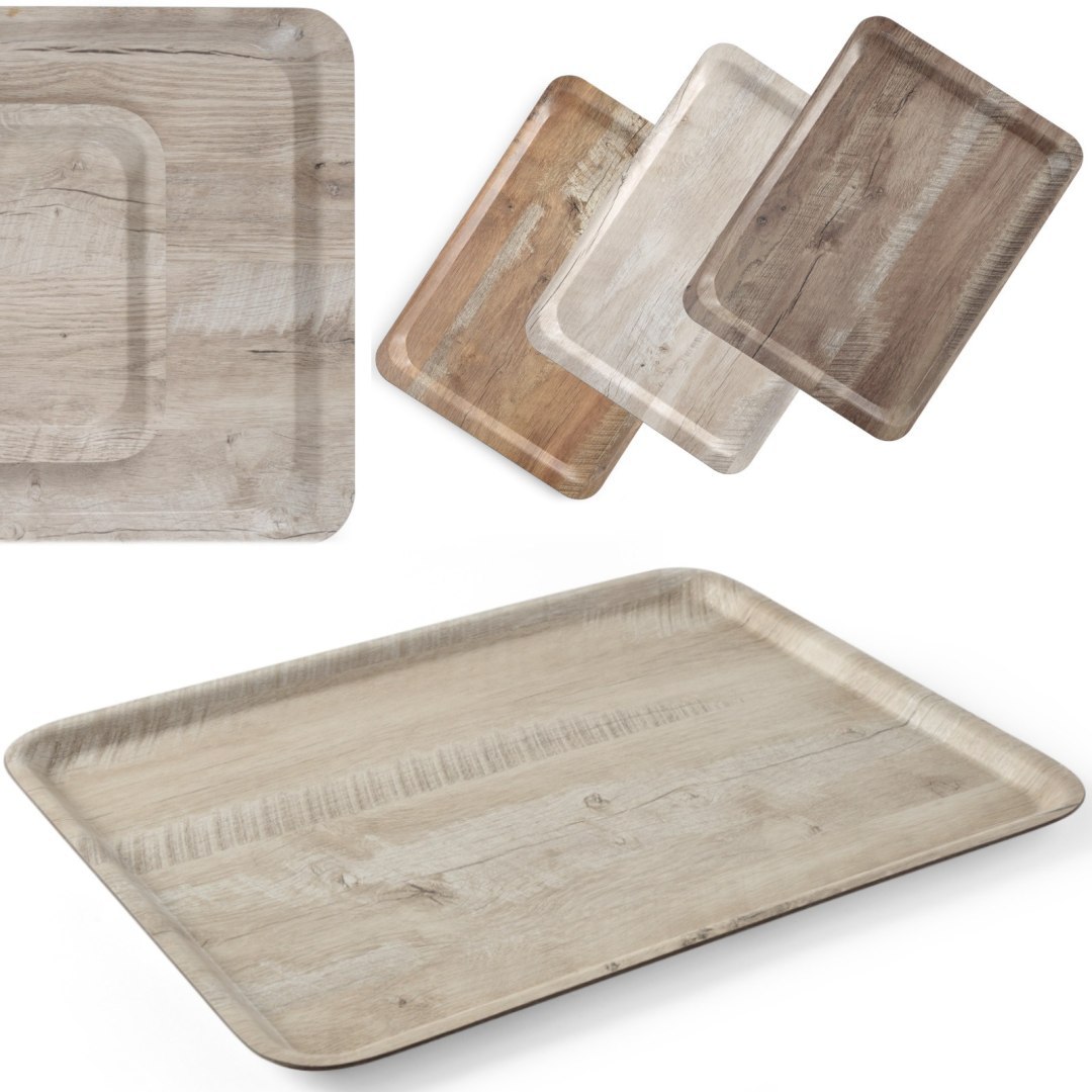 Taca do serwowania laminowana jasne drewno 430 x 330 mm – Hendi 508862