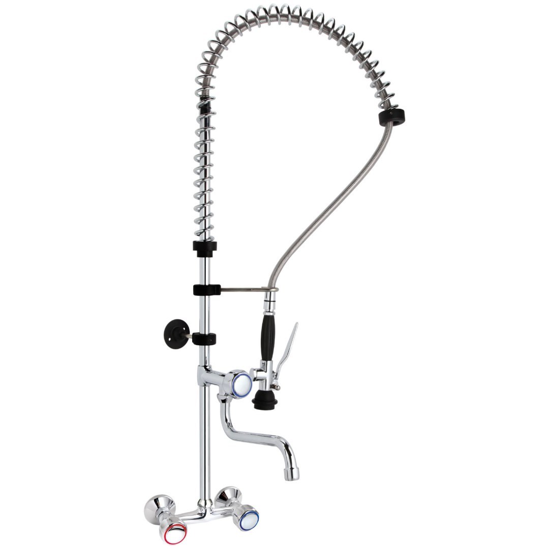 Bateria kuchenna z wylewką i prysznicem do montażu na ścianę wys. 101 cm – Hendi 810293