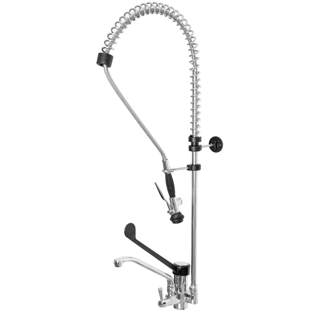 Bateria gastronomiczna z wylewką i prysznicem natryskiem wys. 106 cm – Hendi 810279