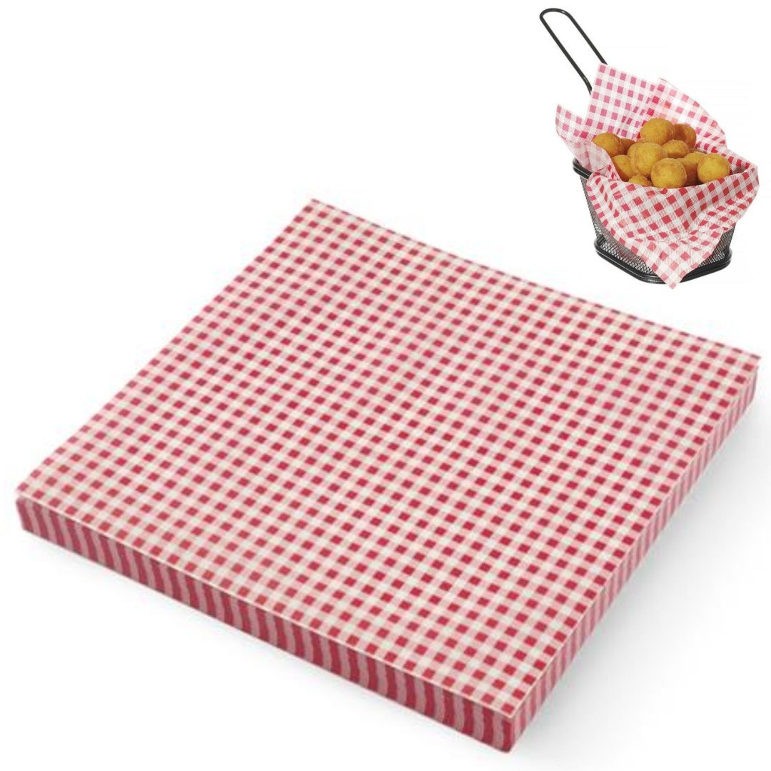 Papier pergaminowy do przekąsek frytek nadruk KRATKA 500 szt. 306×305 mm – Hendi 678176 Papier pergaminowy do przekąsek frytek nadruk KRATKA 500 szt. 306×305 mm – Hendi 678176