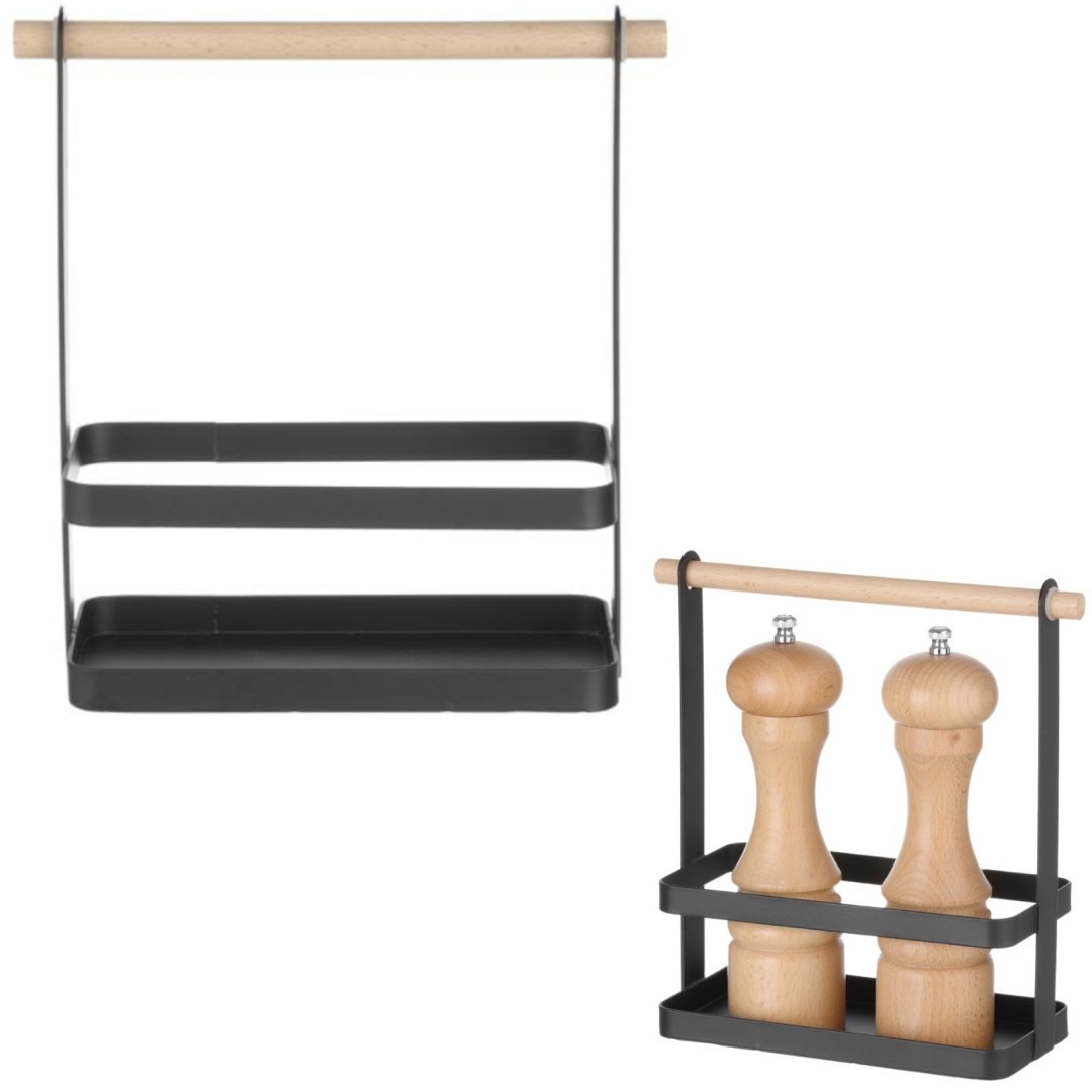 Organizer koszyk stołowy na przyprawy z drewnianą rączką 23x10x24 cm – Hendi 427040