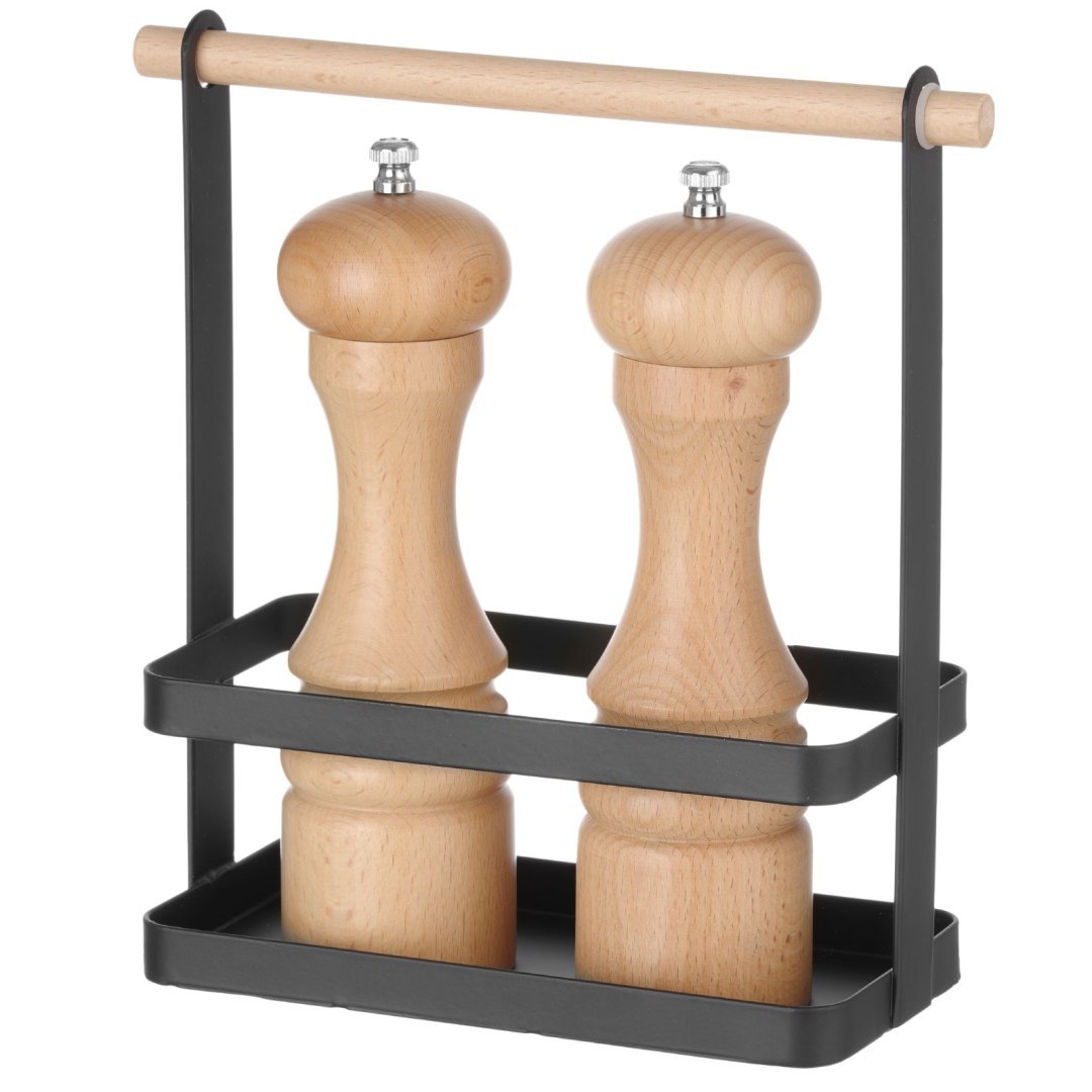 Organizer koszyk stołowy na przyprawy z drewnianą rączką 23x10x24 cm – Hendi 427040