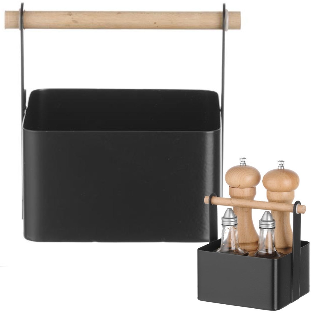 Organizer koszyk stołowy na przyprawy z drewnianą rączką 17x13x16 cm – Hendi 427057 Organizer koszyk stołowy na przyprawy z drewnianą rączką 17x13x16 cm – Hendi 427057