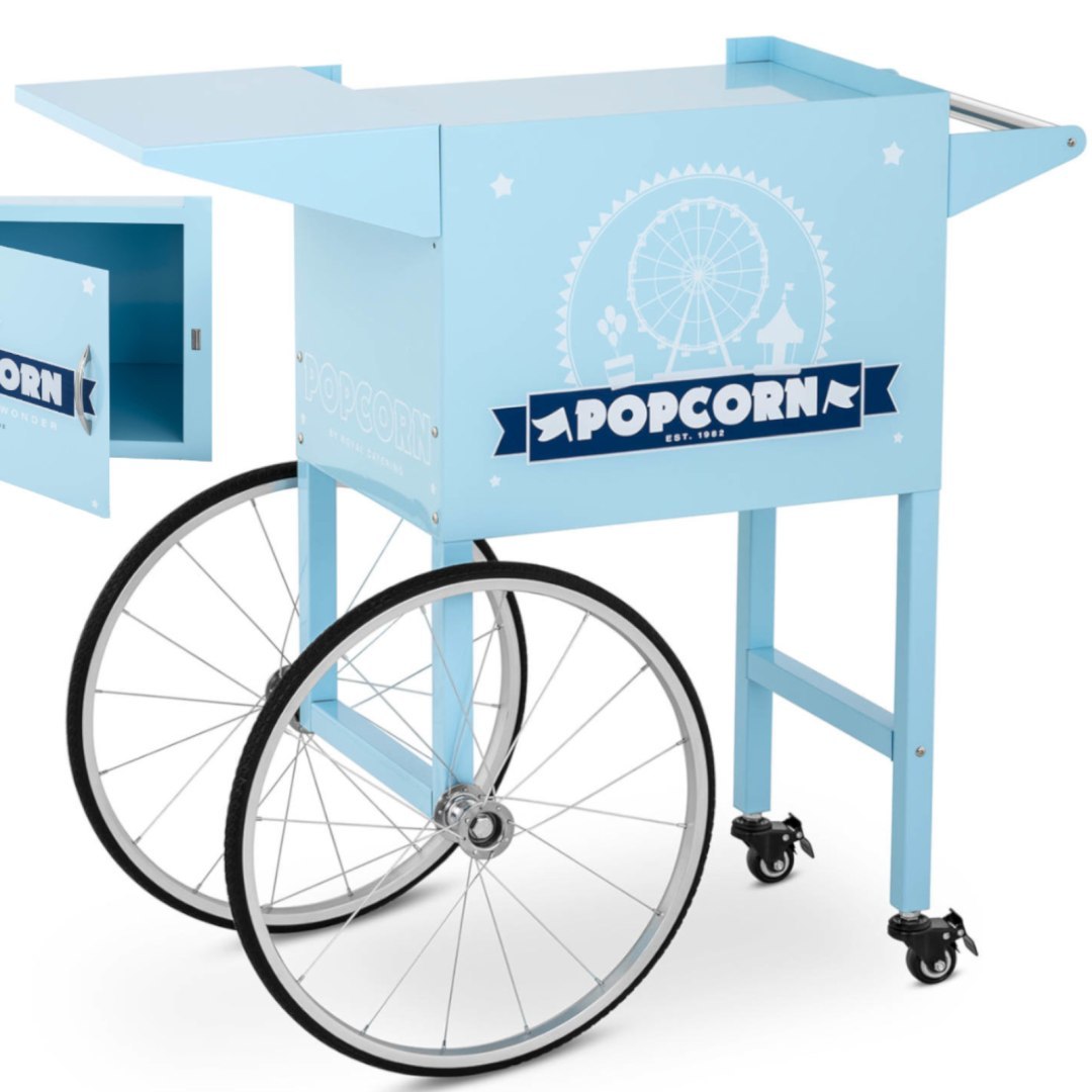 Wózek podstawa do maszyny do popcornu z szafką retro 51 x 37 cm – niebieski