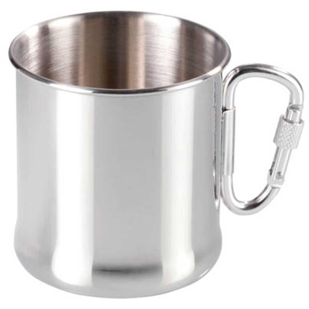 Kubek turystyczny ze stali nierdzewnej z karabińczykiem 270ml Kubek turystyczny ze stali nierdzewnej z karabińczykiem 270ml