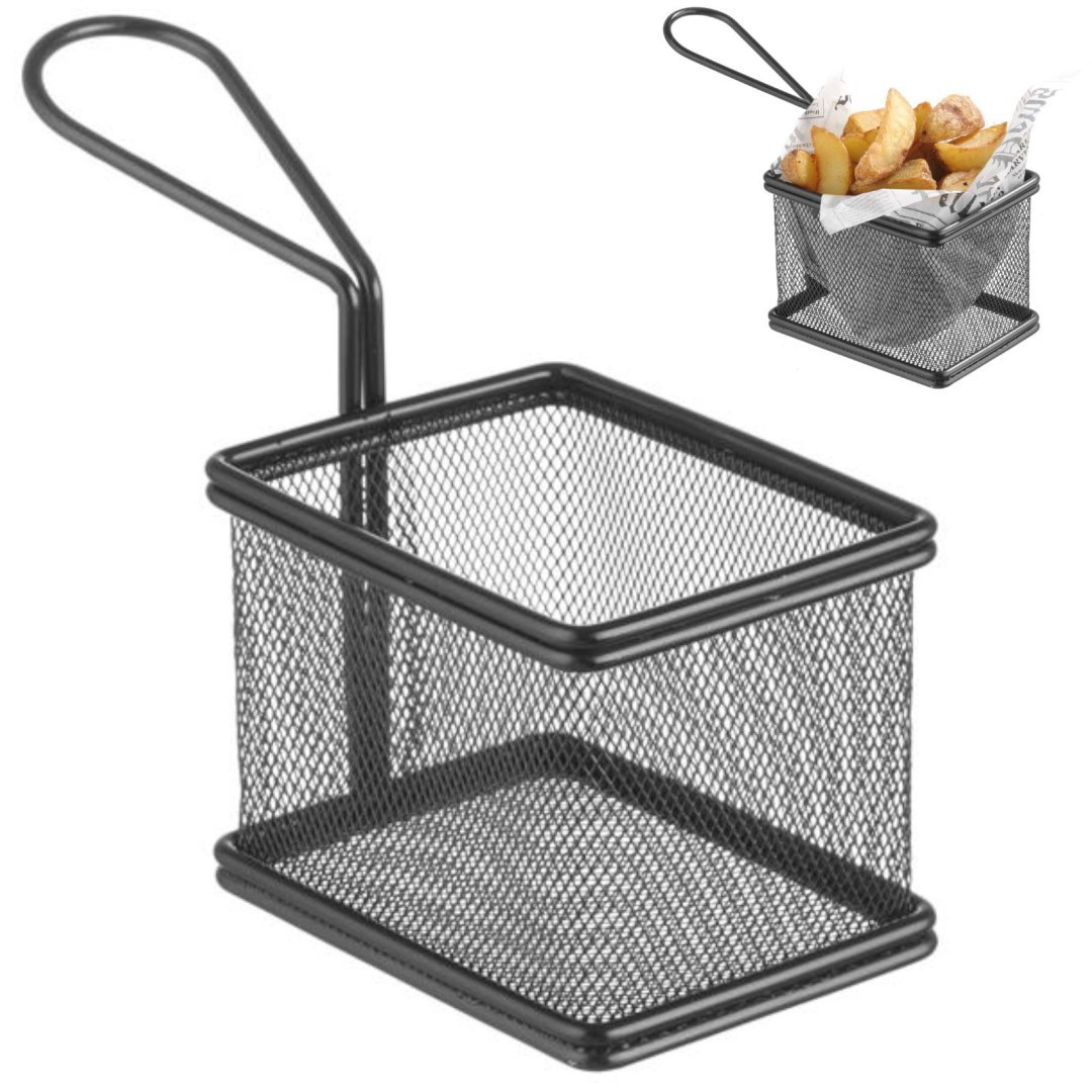 Koszyk do podawania smażonych przekąsek miniaturowy z uchwytem 100x80x75 mm – Hendi 425619 Koszyk do podawania smażonych przekąsek miniaturowy z uchwytem 100x80x75 mm – Hendi 425619