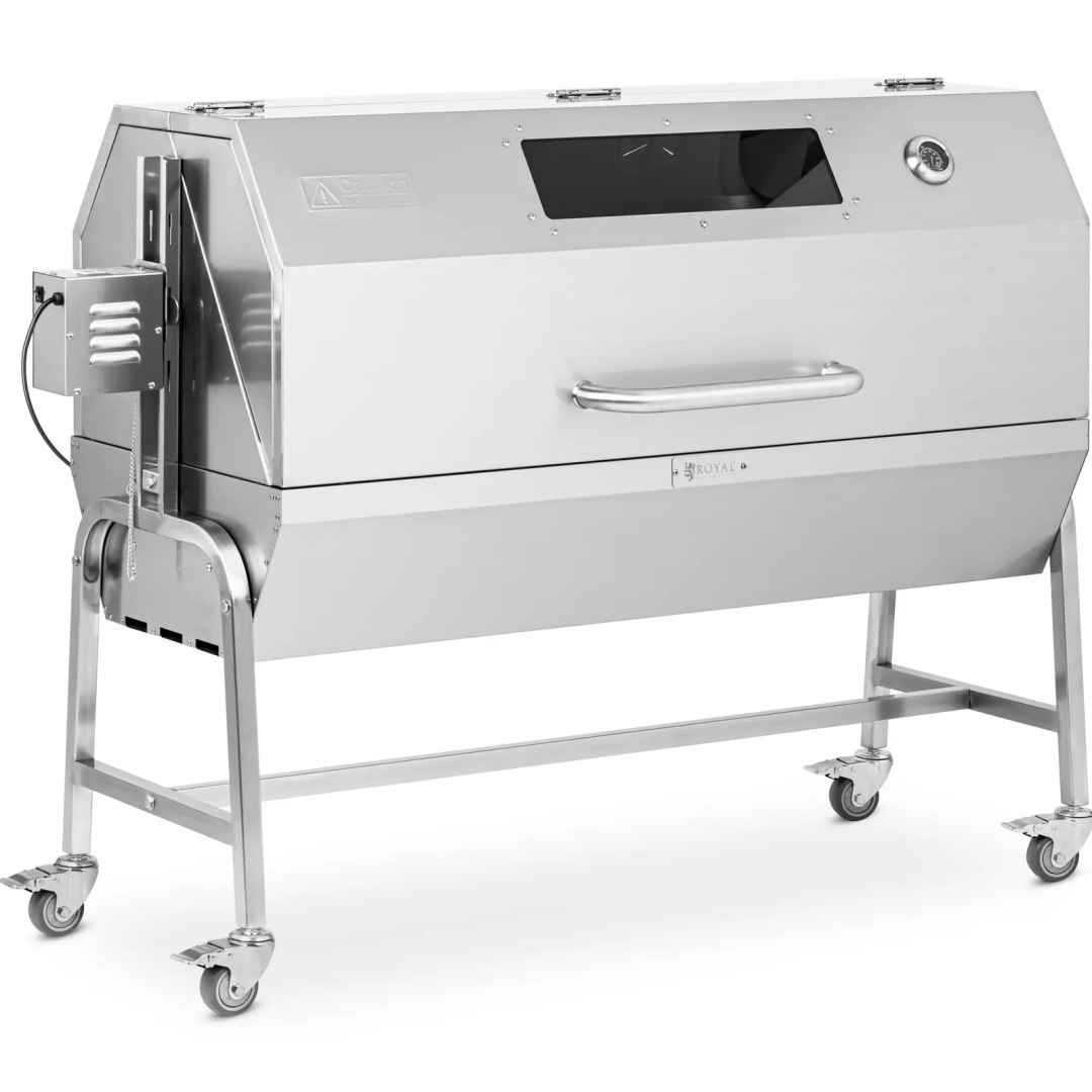 Grill węglowy z rożnem obrotowym elektrycznym do pieczenia prosiaka 18 W 40 kg 138 cm Grill węglowy z rożnem obrotowym elektrycznym do pieczenia prosiaka 18 W 40 kg 138 cm