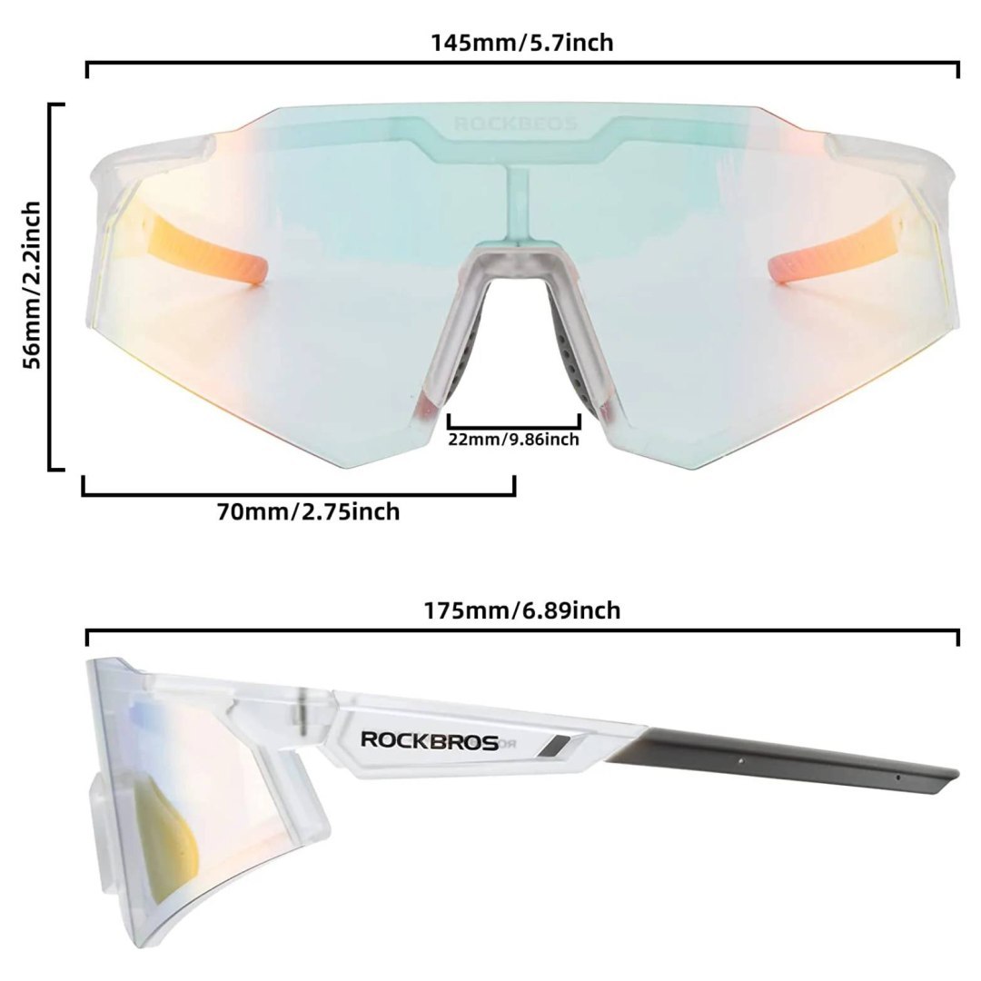 Okulary rowerowe fotochromowe z filtrami UV 400 UVA i UVB białe Okulary rowerowe fotochromowe z filtrami UV 400 UVA i UVB białe