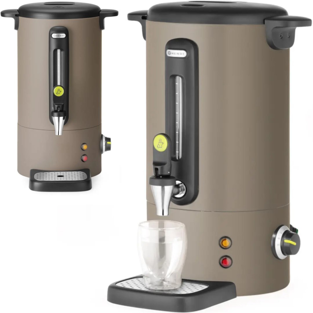 Warnik do wody grzanego wina z kranem tacką ociekową UNIQ 9 l 950 W – taupe Warnik do wody grzanego wina z kranem tacką ociekową UNIQ 9 l 950 W – taupe