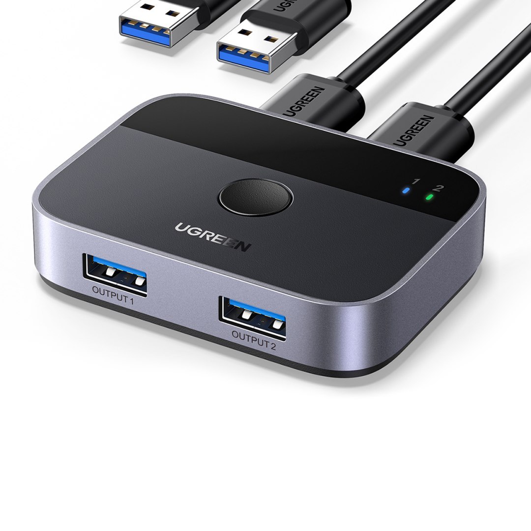 2w1 Adapter 2x USB-A 3.0 (wejście) / 2x USB-A (wyjście) – szary
