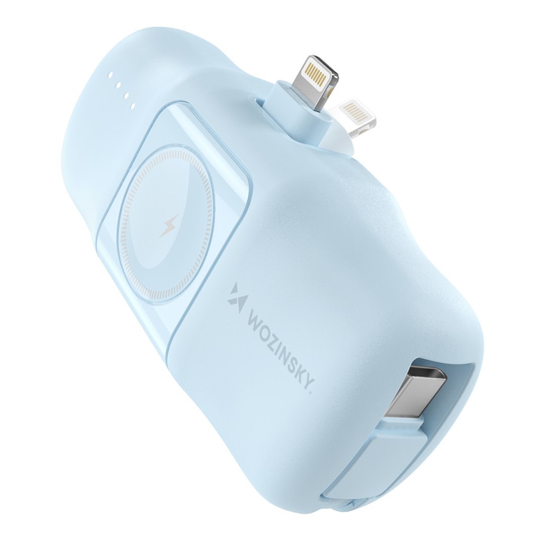 Mini powerbank 5000mAh 15W iPhone Lightning i ładowarką do Apple Watch – niebieski