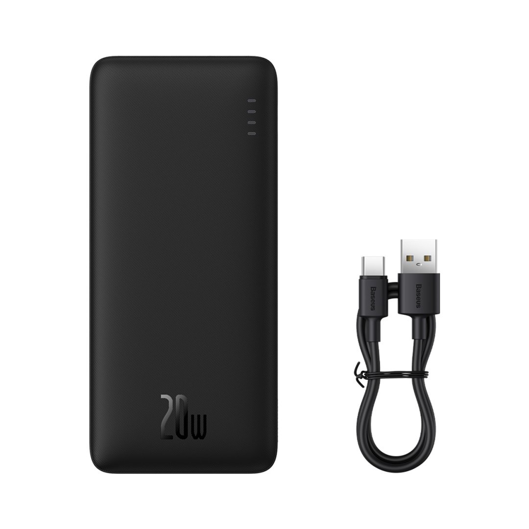 Powerbank Airpow 20W 10000mAh z kablem USB-A – USB-C 30cm – czarny Powerbank Airpow 20W 10000mAh z kablem USB-A – USB-C 30cm – czarny
