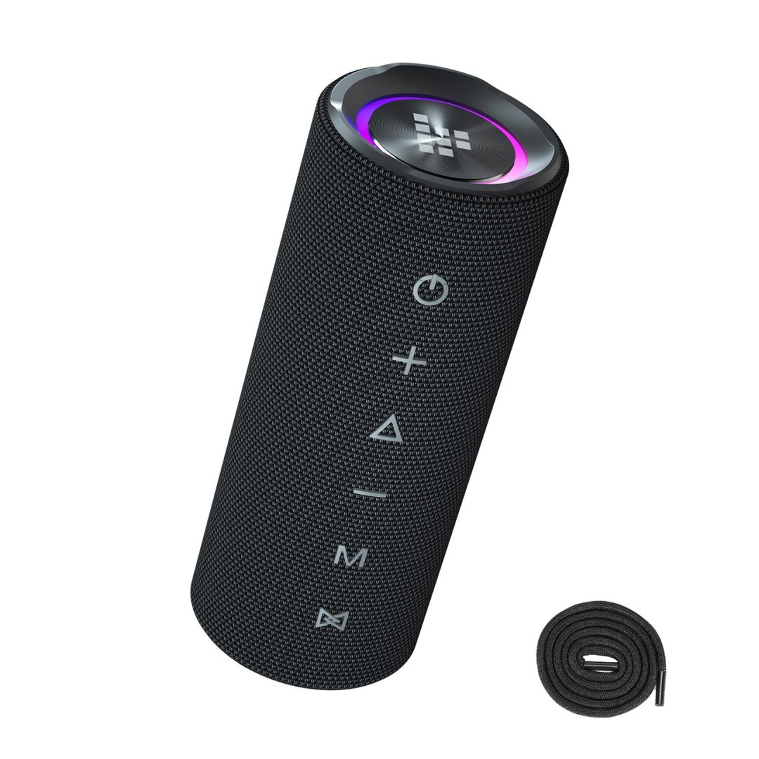 Głośnik przenośny Bluetooth Mirtune C2 24W + kable USB-C AUX – czarny