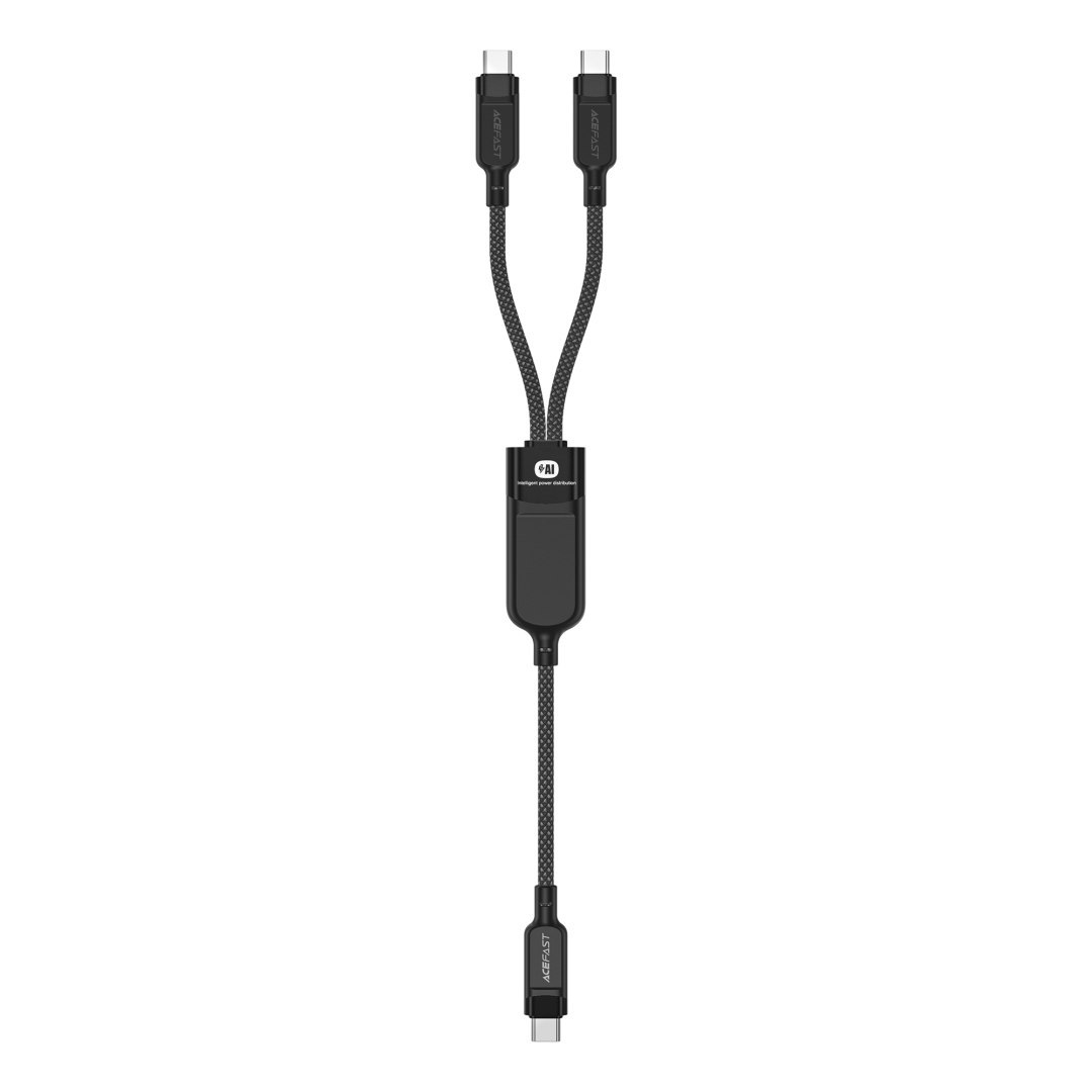 2w1 Kabel przewód podwójny USB-C – 2x USB-C 100W 480Mb/s – czarny
