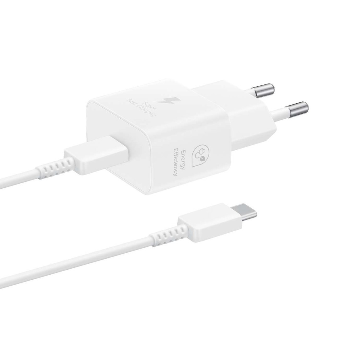 Ładowarka sieciowa GaN Samsung 25W SFC z kablem USB-C – biała