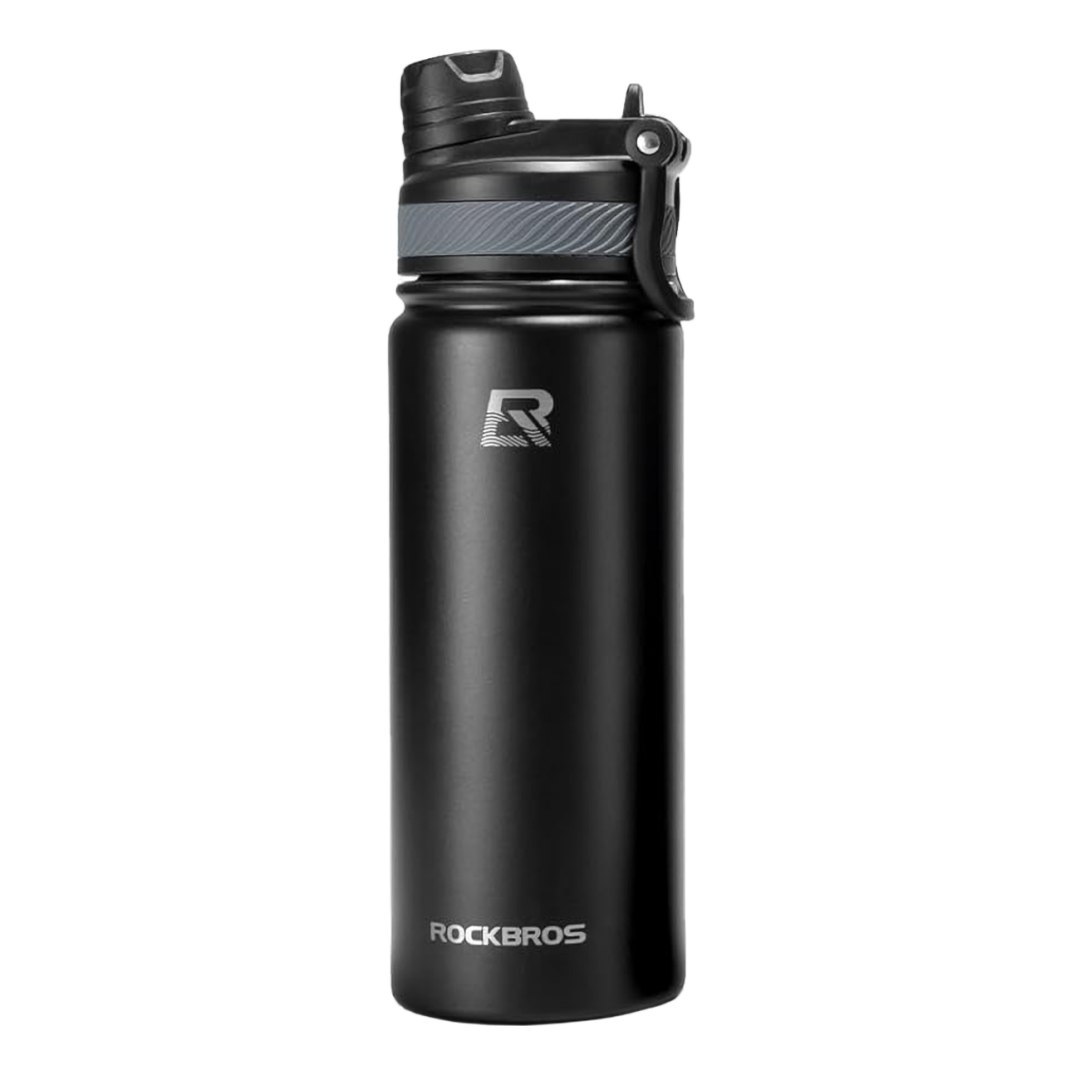 Bidon rowerowy butelka termiczna na napoje stal nierdzewna 530ml – czarny Bidon rowerowy butelka termiczna na napoje stal nierdzewna 530ml – czarny