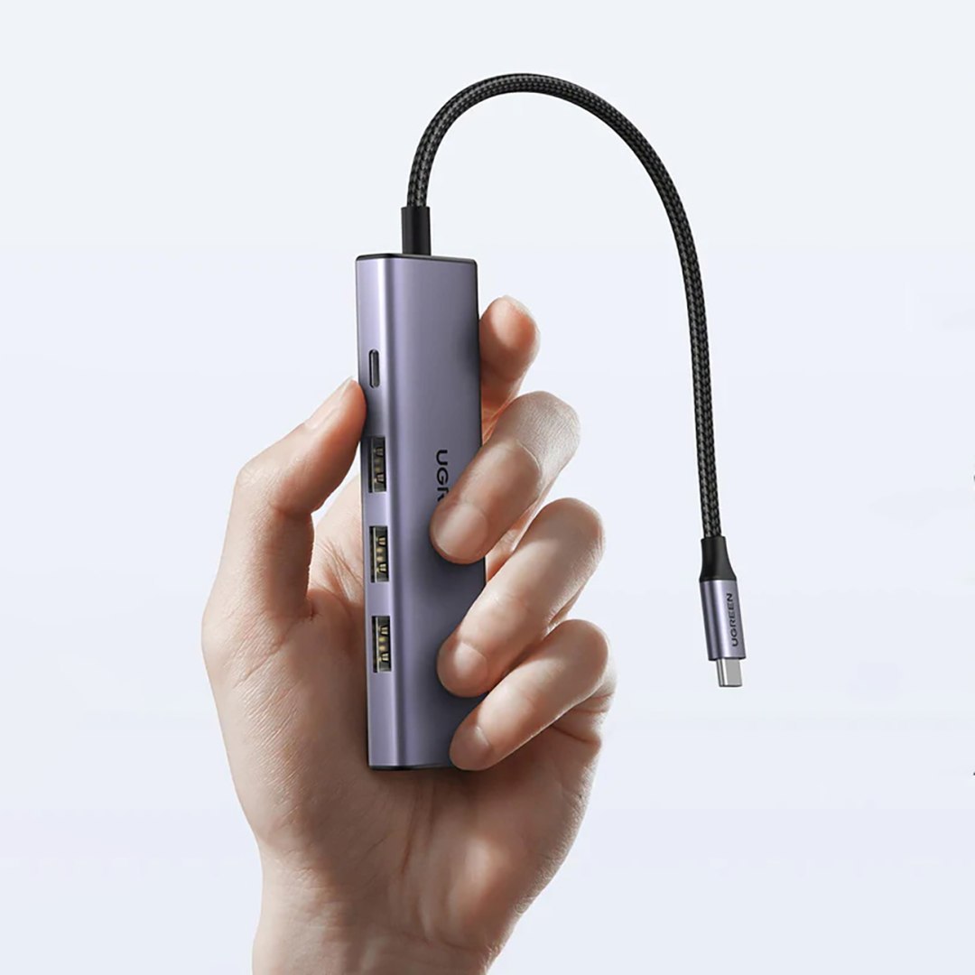 5w1 HUB adapter USB-C – USB-C PD / HDMI / 3x USB-A 3.0 – szary 5w1 HUB adapter USB-C – USB-C PD / HDMI / 3x USB-A 3.0 – szary