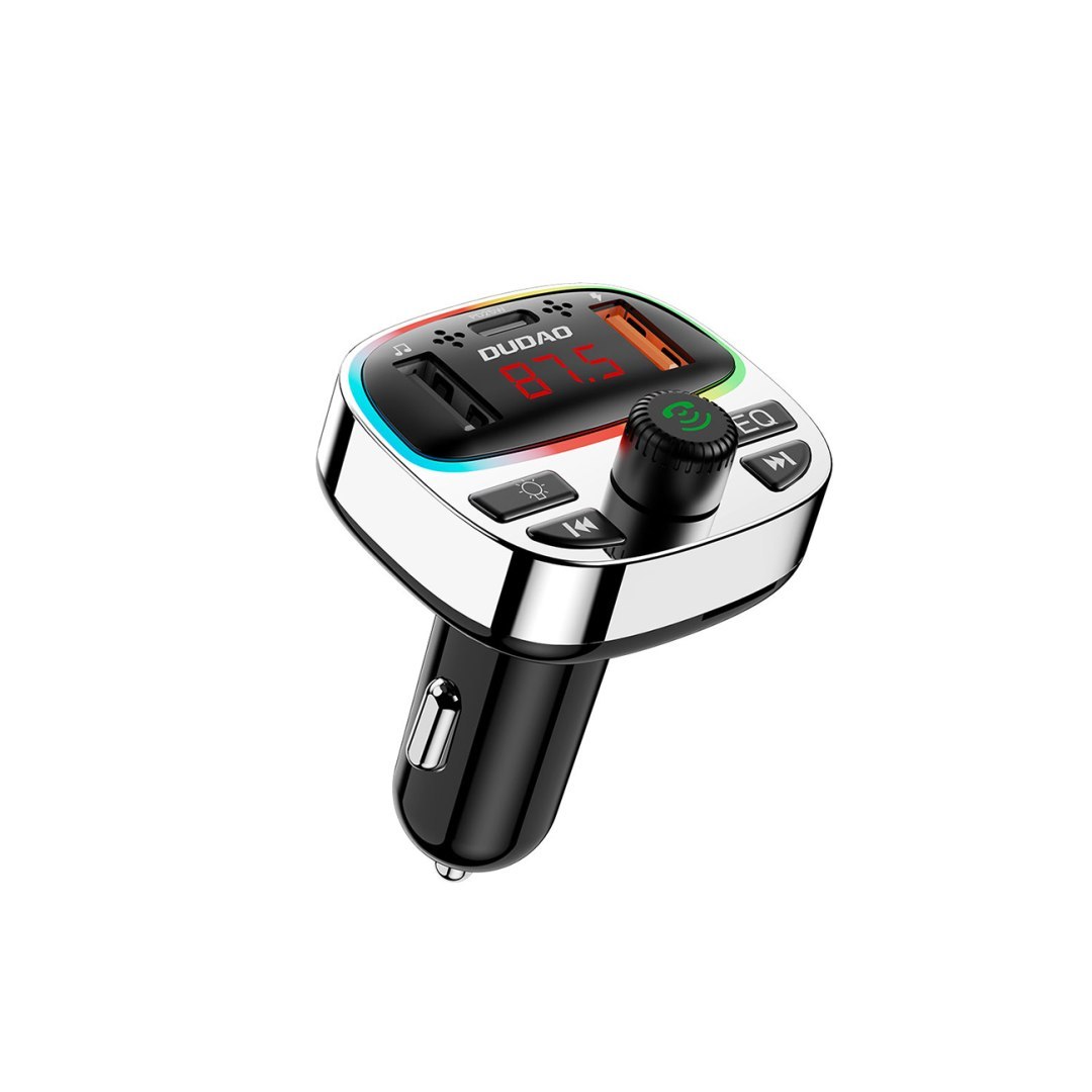 Transmiter samochodowy R2PRO+ z portami ładowania PD 25W Bluetooth 5.3 RGB – czarno-srebrny Transmiter samochodowy R2PRO+ z portami ładowania PD 25W Bluetooth 5.3 RGB – czarno-srebrny