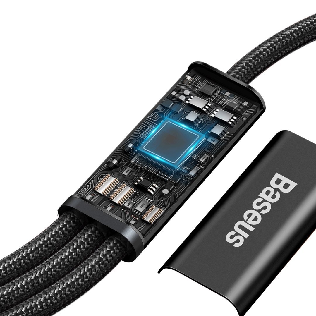 3w1 Kabel przewód USB-C – USB-C / iPhone Lightning / microUSB 20W PD 1.5m – czarny