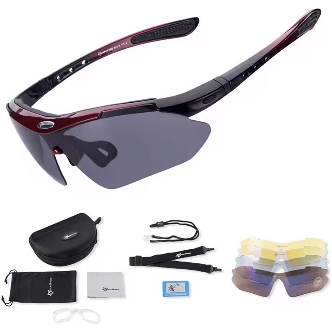 Okulary rowerowe polaryzujące 10001 – ZESTAW czarno-czerwone Okulary rowerowe polaryzujące 10001 – ZESTAW czarno-czerwone