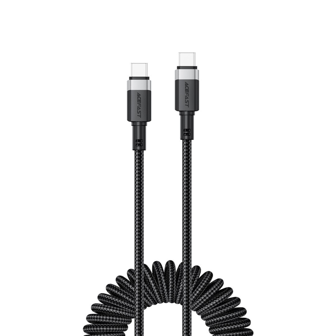 Kabel przewód spiralny USB-C – USB-C 480Mb/s 3A 1.2m – czarny