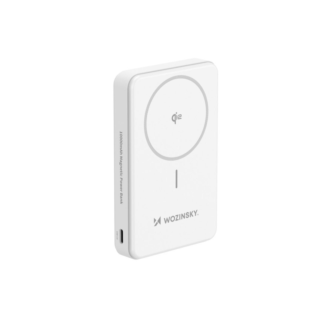 Powerbank magnetyczny Qi2 10000mAh z podstawką USB-A USB-C 22.5W PD – biały Powerbank magnetyczny Qi2 10000mAh z podstawką USB-A USB-C 22.5W PD – biały